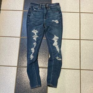 American Eagle Outfitters Blue Skinny Distressed Jeans